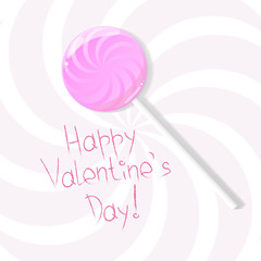 Fototapeta na wymiar pink lollipop on a gentle background valentines day