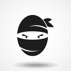 Ninja warrior icon. Simple black serious ninja head logo. © OLGA