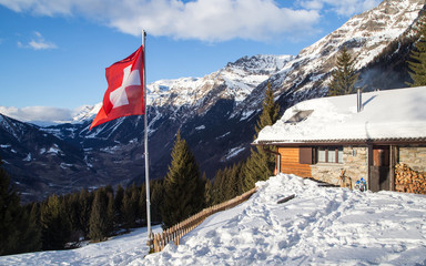 The Swiss flag, Switzerland, Europe