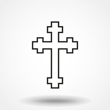 Vector illustration of cross. Religion icon. Silhouette. Flat style.