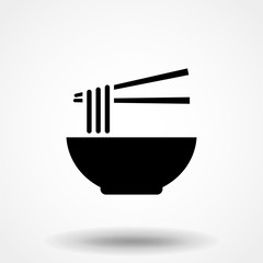Noodle bowl with chopsticks, vector illustration