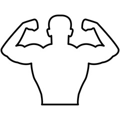 Bodybulider muscle contour, vector icon on the white background