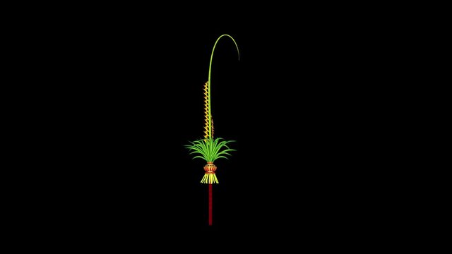 Penjor Balinese Bamboo Pole Decoration With Agricultural Produce Vector Animation And Alpha Channel 20-25 Seconds Seamless Loop