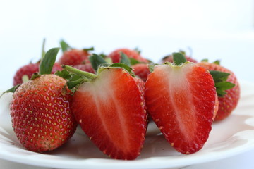 fresh strawberries on white background