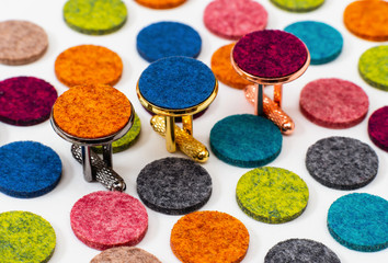 cufflinks and color circle textile