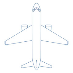 Vector Outline Plane Illustration. Top View Airplane