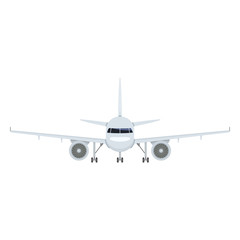 Naklejka premium Vector Flat Airplane Illustration. Front View Civil Plane