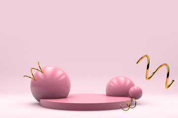 Pink pastel product stage background for banner flyer 3d render copy space