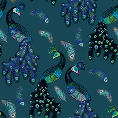Wallpaper murals Peacock Pattern of peacock, nostalgie of art nuvo. Vector illustration. Suitable for fabric, wrapping paper and the like