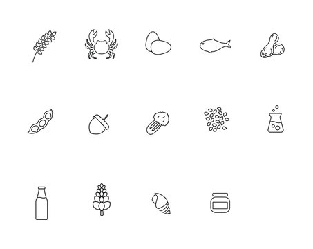 Food Allergen Icons Liste Sortiment Sammlung
