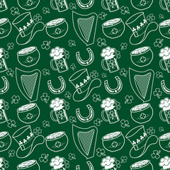 St patrick's day irish green seamless pattern.