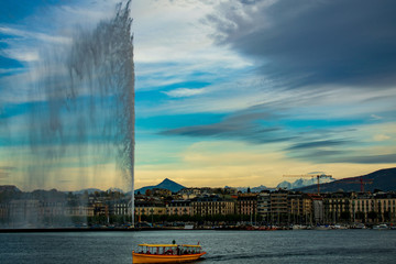 Fototapeta premium Geneva fall sunset