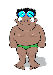cute black boy in swimming class