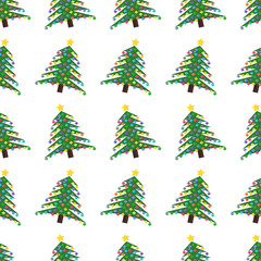 Seamless pattern with Christmas tree with Christmas balls