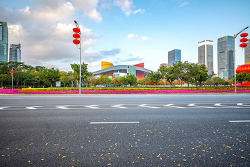 Naklejka premium Spring Festival Holiday Shenzhen Shennan Avenue Scenery