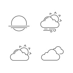 Weather forecast linear icons set