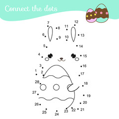 Connect the dots by numbers. Educational game for children and kids. easter bunny with egg