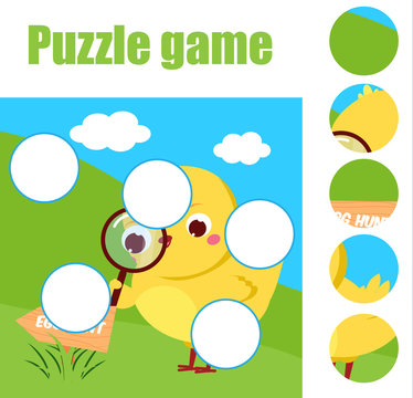 Puzzle for toddlers. Children educational game. Match pieces and complete the picture. Activity for pre school years kids. Easter theme