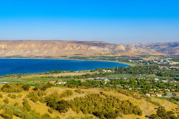 Fototapeta na wymiar The southern part of the Sea of Galilee