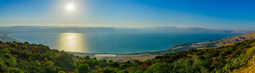 Panoramic view of the Sea of Galilee - obrazy, fototapety, plakaty
