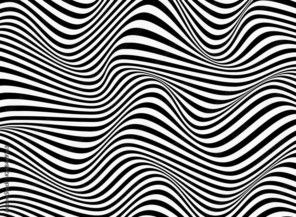 Poster abstract background of black and white stripe line pattern wavy design.
