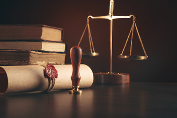 Notary's public pen and stamp on testament and last will. Notary public tools