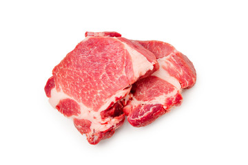 Raw pork isolated on white background.