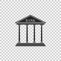 Bank building icon isolated on transparent background. Flat design. Vector Illustration