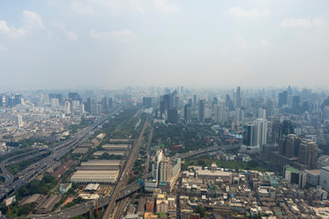 Fototapeta na wymiar Bangkok city with modern building in Thailand,Soft focus