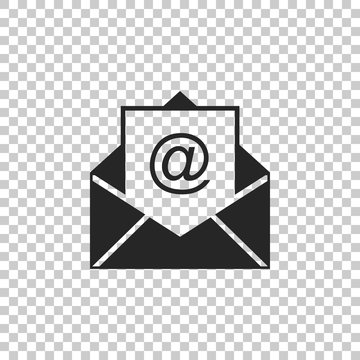 Mail and e-mail icon isolated on transparent background. Envelope symbol e-mail. Email message sign. Flat design. Vector Illustration