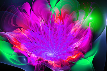 Obraz premium Exotic flower.Abstract fractal art background illustration space geometry. Background consists fractal multicolor texture and suitable for use in projects imagination, creativity and design.
