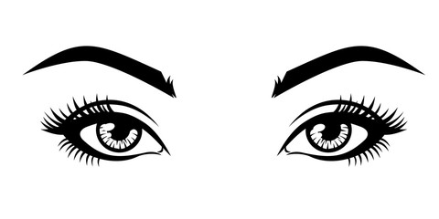 Abstract fashion illustration of the natural eyebrows and eyelashes. Vector idea for business visit cards, templates, web, salon banners, brochures. .