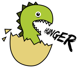 Niedliches Dino Baby hat Hunger