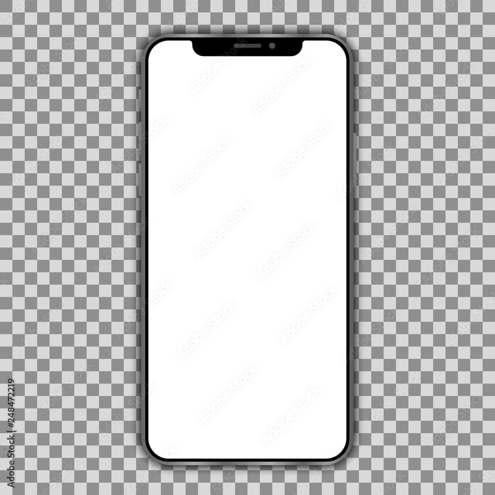 Poster Black smartphone with empty touch screen, new model - vector