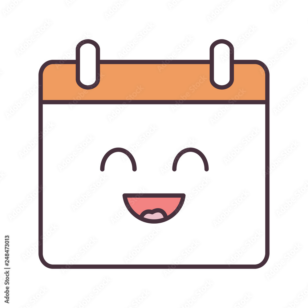 Poster smiling calendar character color icon