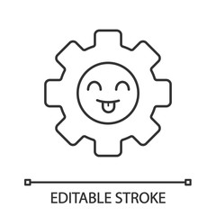 Smiling cogwheel linear icon