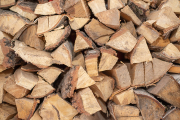 split firewood stacked