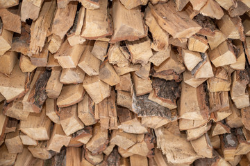 split firewood stacked