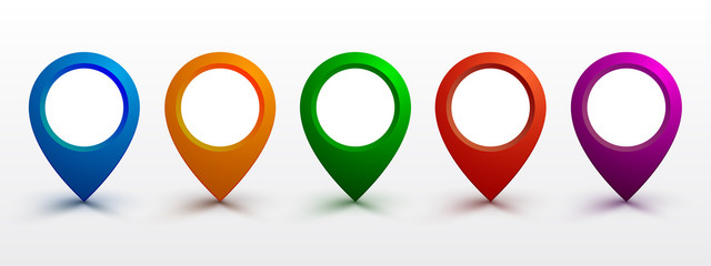 Set pin map marker pointer icon, GPS location flat symbol – vector