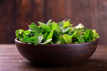 fresh mint in a plate