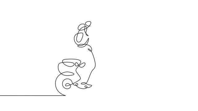 Self drawing simple animation of single continuous one line drawing.motor, motorcycle, biker, bike, motorbike, people, tourist  . Drawing by hand, black lines on a white background.