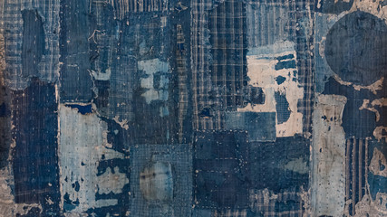 Old fabric, blue cloth can be used to make the background.