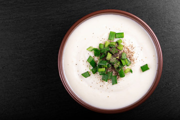 vegetable cream soup in a plate