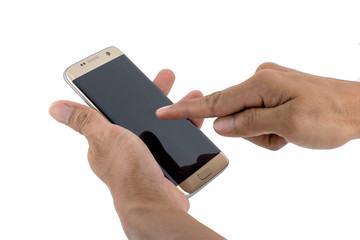 Android touch screen smartphone isolated on white with clipping path.