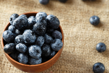 blueberries in a sackcloth