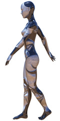 Android Female Used Metallic Look Futuristic Artificial Intelligence 3D Illustration