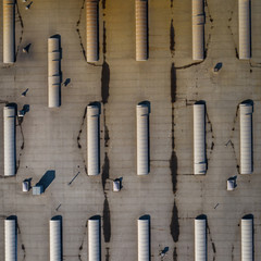 Disribution warehouse roof from above. Photo captured with drone.
