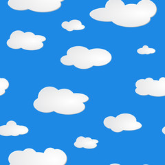 light blue sky white clouds pattern seamless