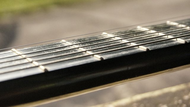 Close up image of an acoustic guitar