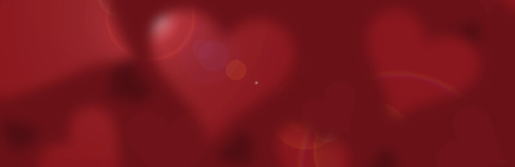 Herzen rot Hintergrund, Banner, Panorama mit Blendenflecken, unscharf, weich für Valentinstag, Liebe
